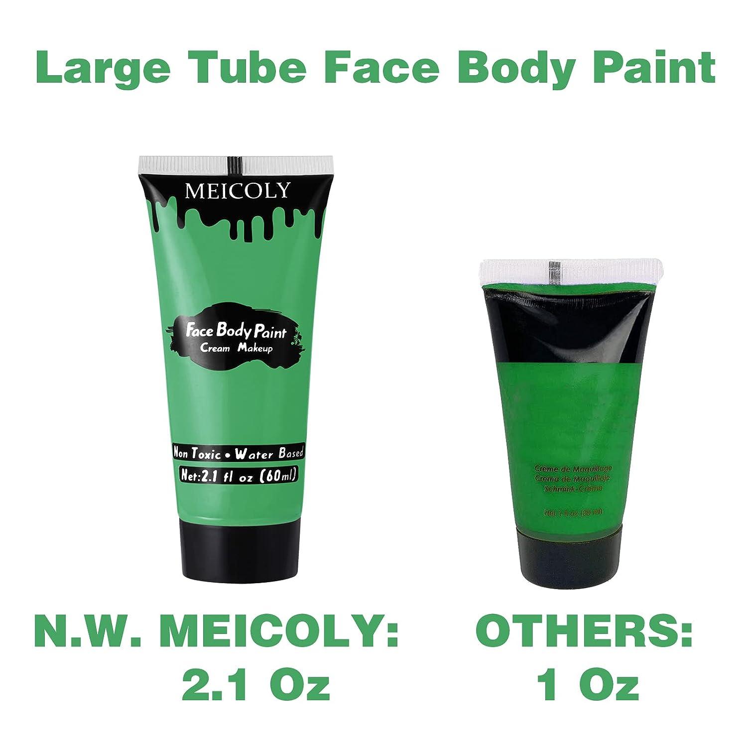 MEICOLY Green Face Body Paint, Water Based Washable Full Body Paint,Face  Paint for Adults and Kids,Camouflage Hunting Camo Christmas Grinch Face