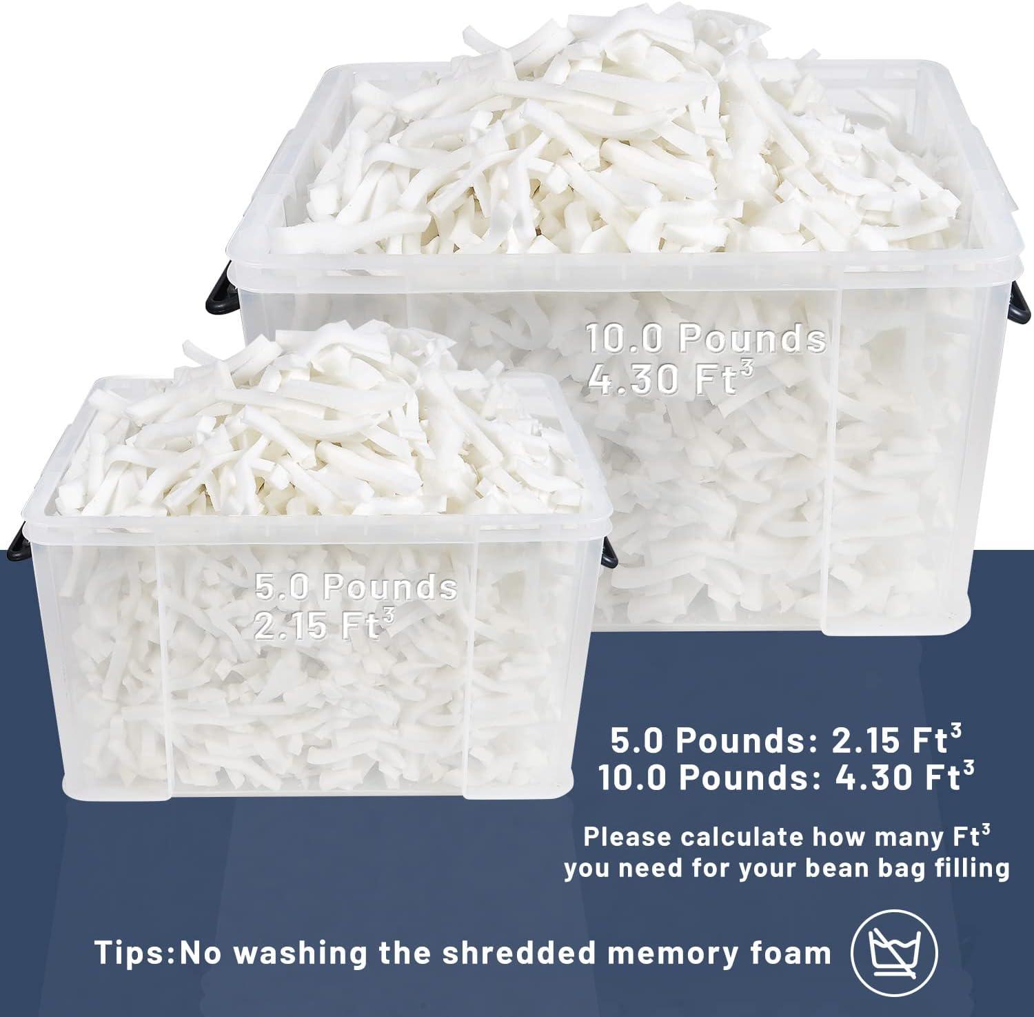 anzhixiu Bean Bag Filler Shredded Memory Foam 100% New 10 Pounds Pillow  Stuffing for Couch Pillows Stuffed Animals Dog Bed & Couch Cushion Filling  10 Pounds White 10 Pounds