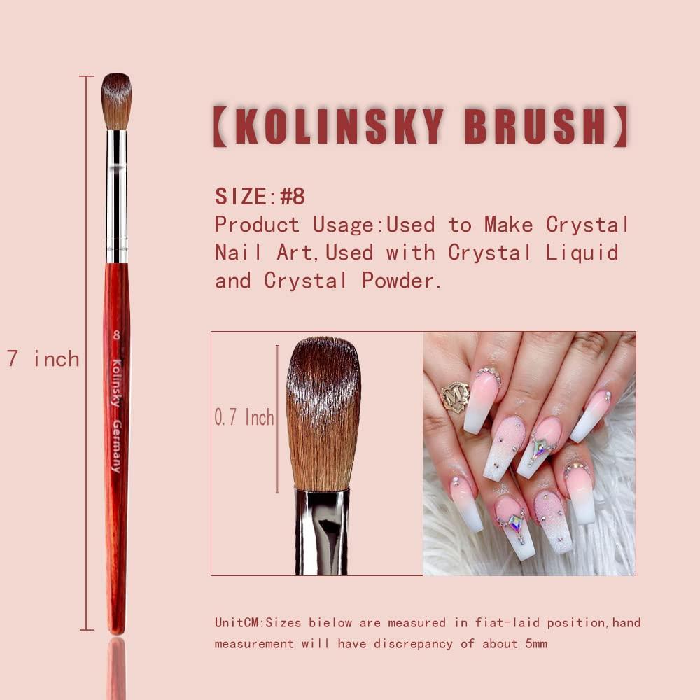  BQAN 100% Kolinsky Acrylic Nail Brush Size #8, Nail Art  Professional Application for Acrylic Manicure and Acrylic Powder Nail  Extension. : Beauty & Personal Care