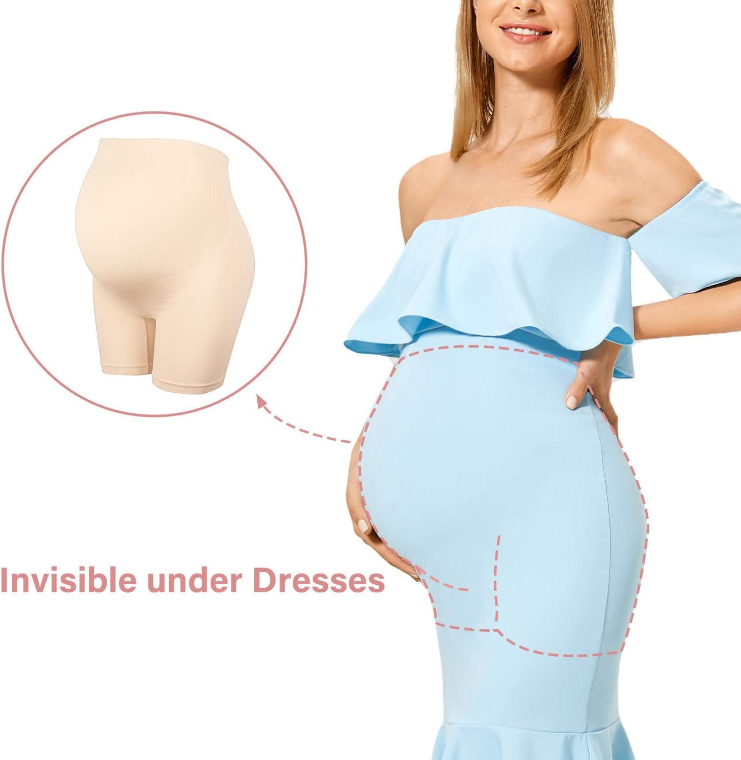 Gratlin Women's Seamless Pregnancy Shapewear High Waist Shorts Mid-Thigh  Underwear Blush Beige XS : : Fashion