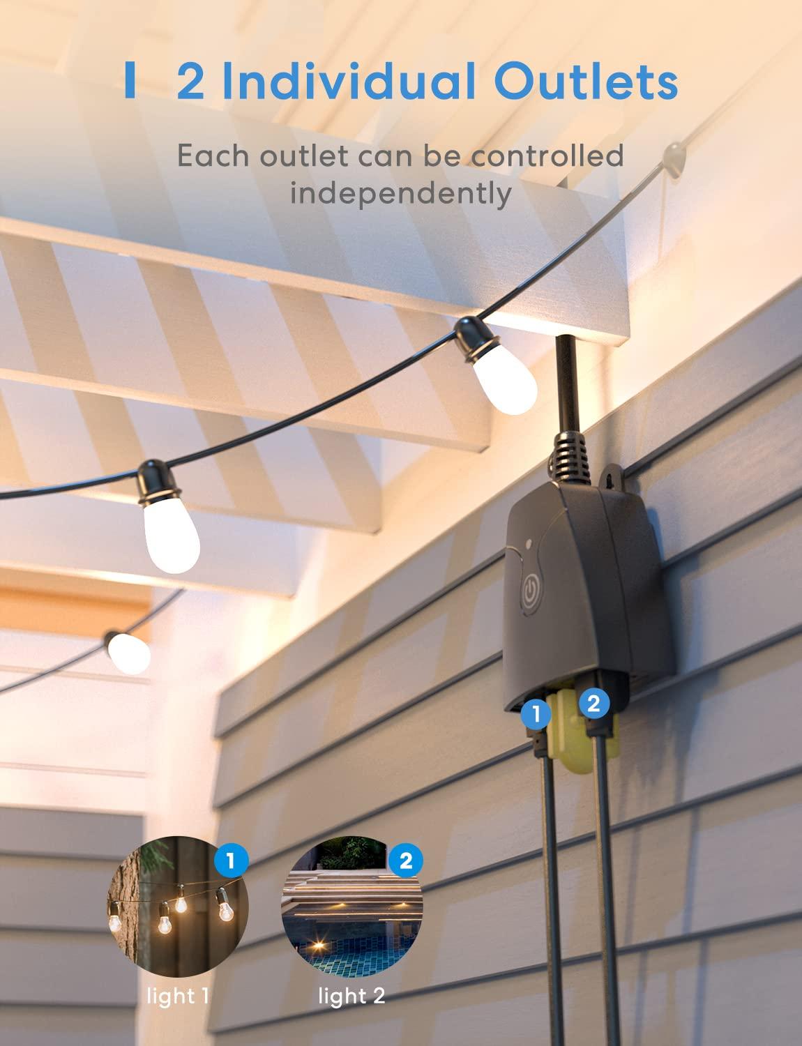 meross Outdoor Smart Plug Compatible with Apple HomeKit, Siri, Alexa,  Google Assistant and SmartThings, Waterproof WiFi Outdoor Outlet, Remote &  Voice