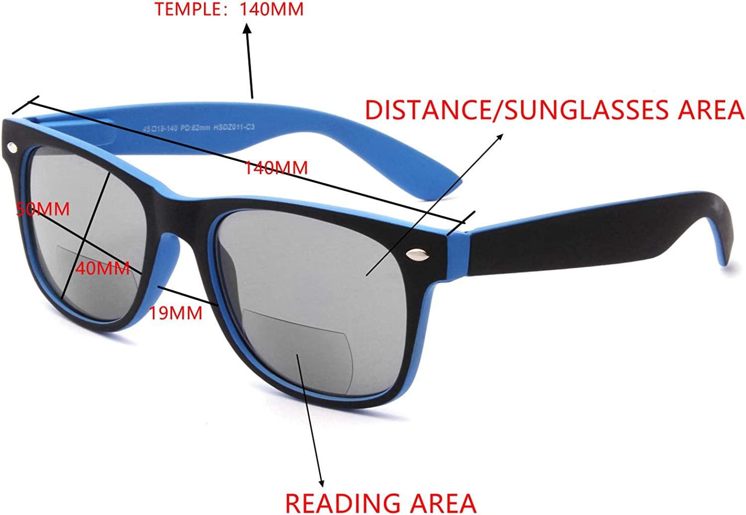 4 Pack Thicker Frame Bifocal Reading Sunglasses 4 Pairs Mix / +1.50