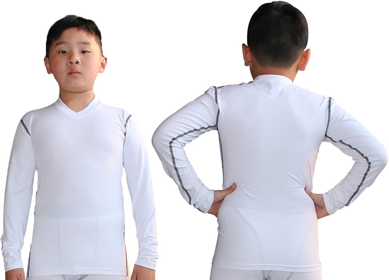 3 Pack Boys Youth Compression Shirts Unisex Juniors Long Sleeve Undershirts  Baselayer Size 5 – LANBAOSI