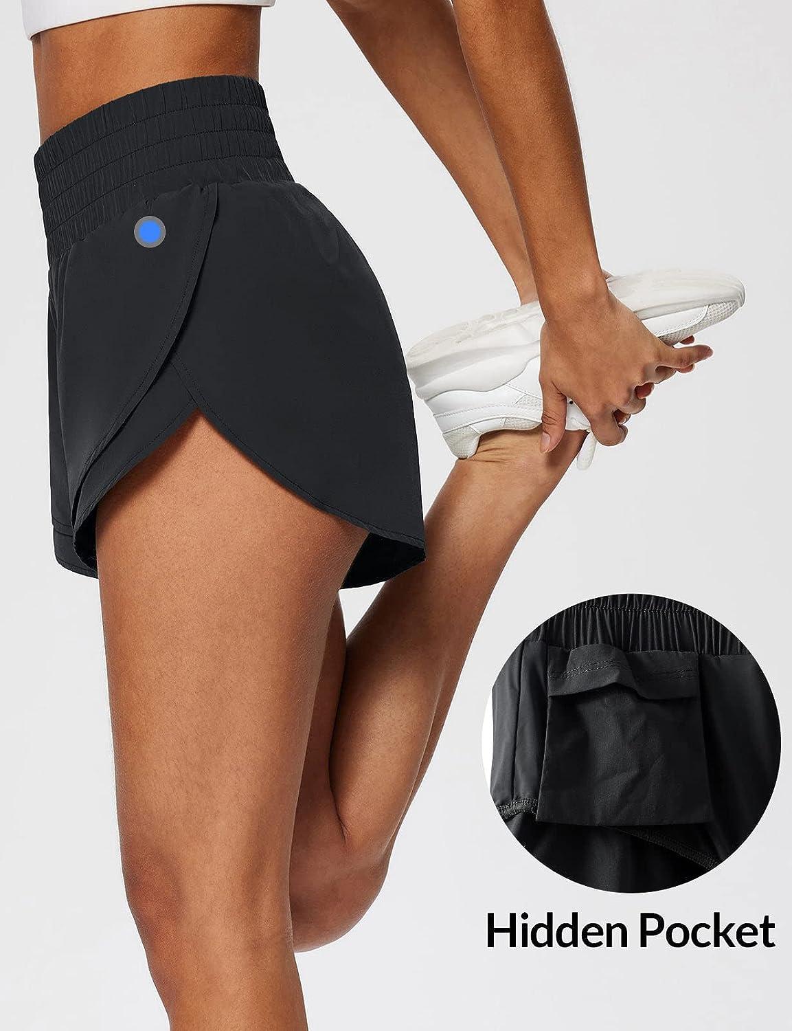 BALEAF Women's 3 Athletic Shorts Quick Dry with Pockets Black Size XXL 