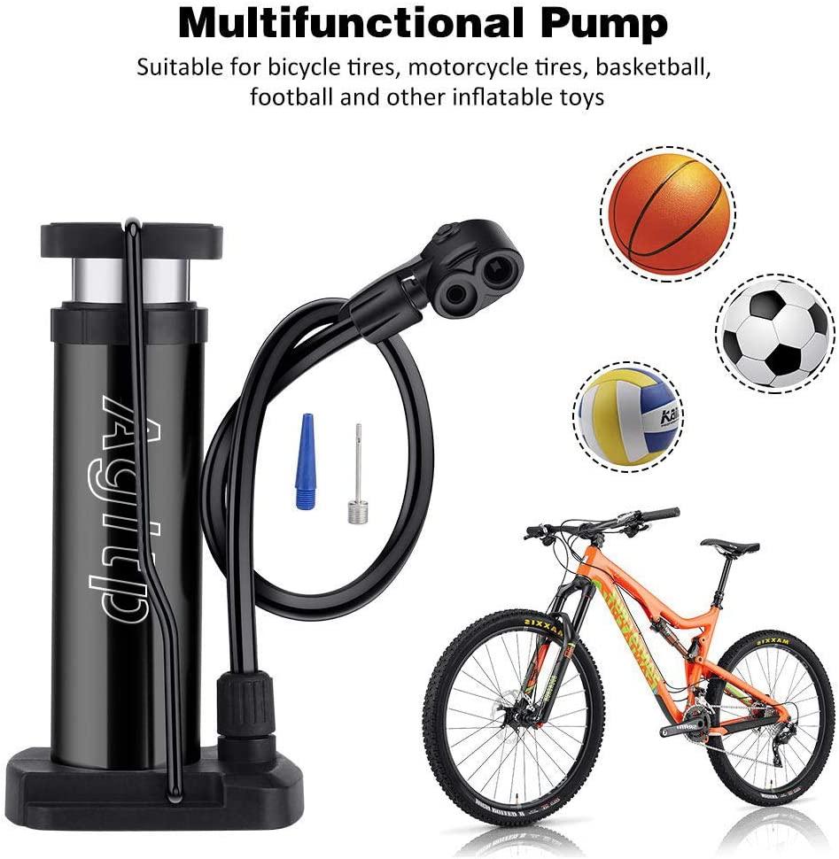 Bike Pump Portable, Compatible with Presta and Schrader Valve，Ball Pump  Inflator Bicycle Floor Pump with High Pressure, Bike Tire Pump
