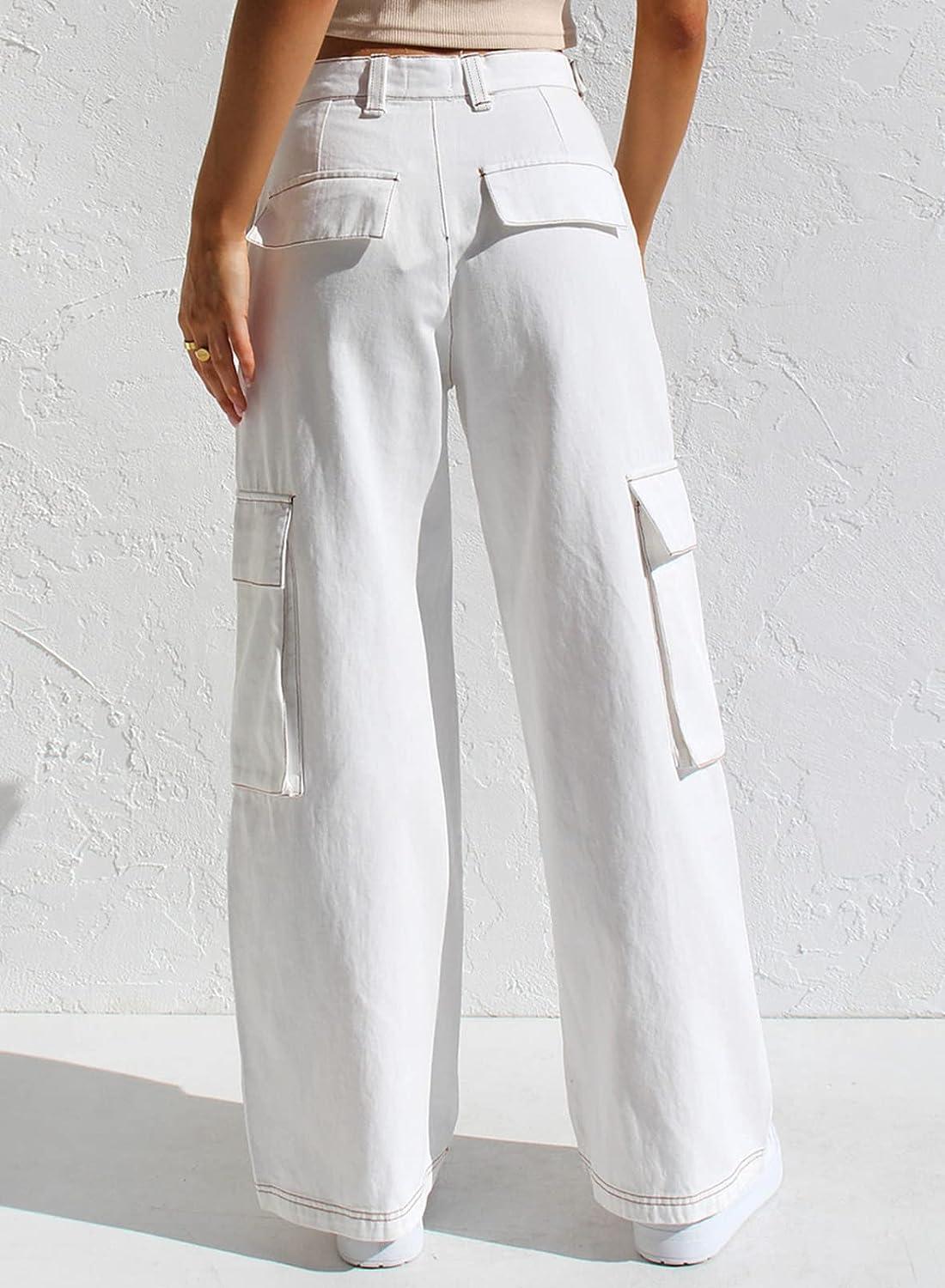 Women Straight Leg Trousers with Cargo Pockets