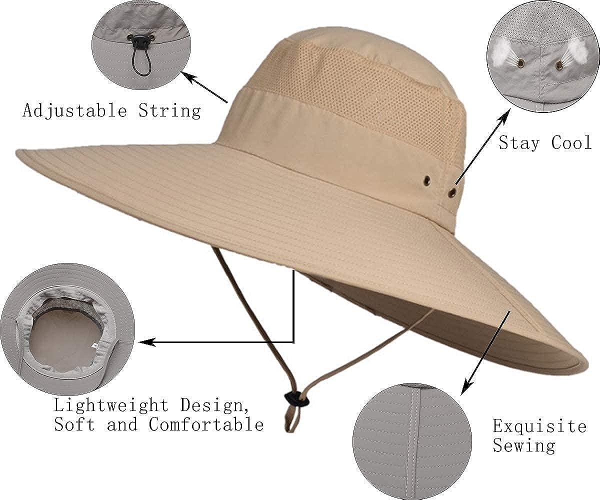 Leotruny Super Wide Brim Bucket Hat UPF50+ Waterproof Sun Hat for Fishing  Hiking Camping Khaki