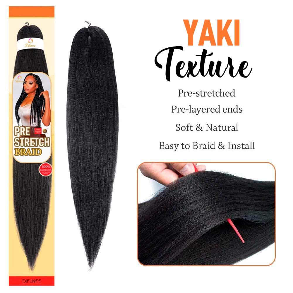 Braiding Hair Pre Stretched 24 inch 8 Packs Natural Black Easy Braid  Synthetic Professional Soft Yaki Texture, Itch Free, Hot Water Setting Hair