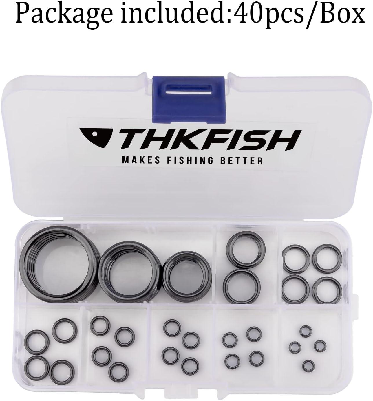 THKFISH Fishing Rod Guides Fishing Rod Repair Kit Baitcasting Rod Guides  Ceramics Stainless Steel Carbon Guide Repair Black/Burnished Silver