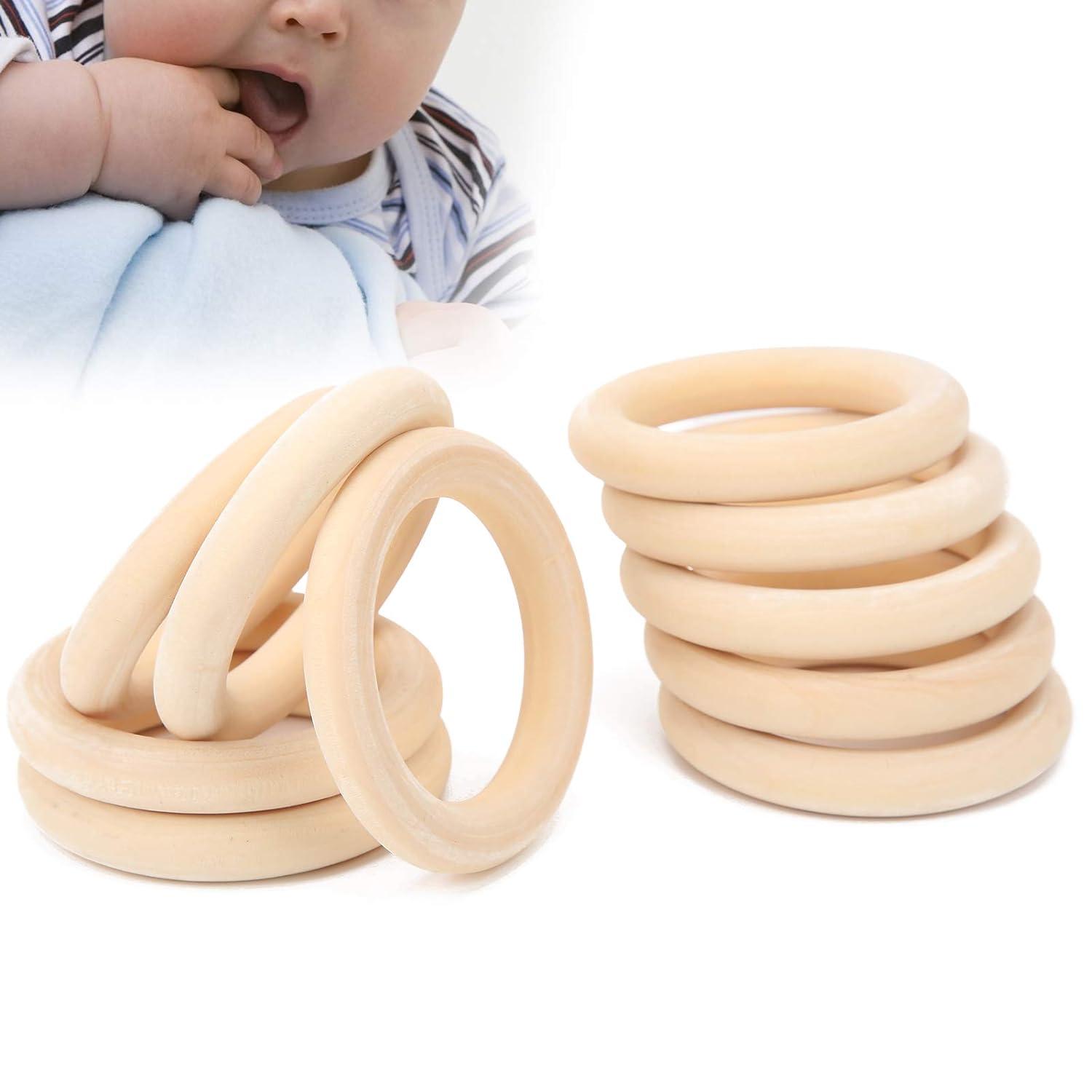 Unfinished Solid Natural Wooden Teething Ring Wood Circle Rings