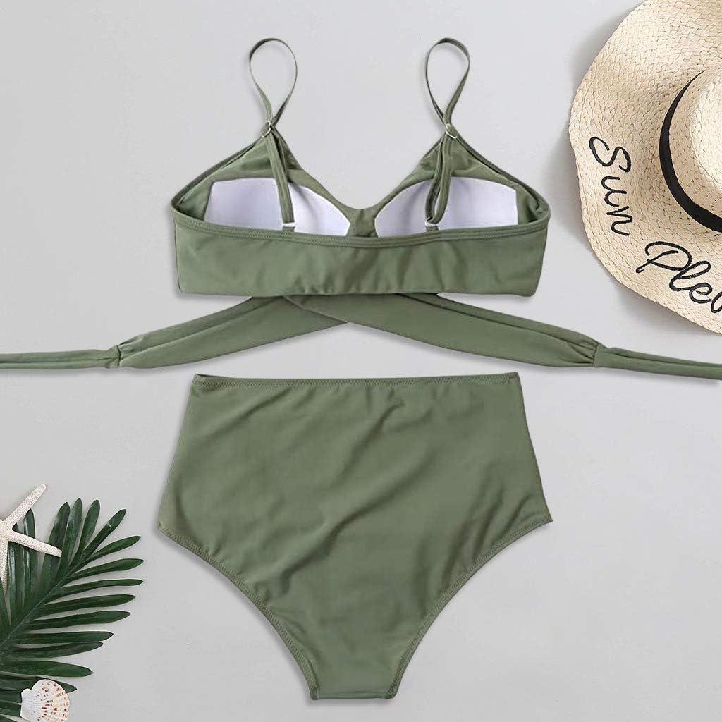 2022 Bikini Set, Womens High Waisted Bikini Bathing Suits Set Tie Knot High  Rise 2 Piece Swimsuits (Army Green,Large)