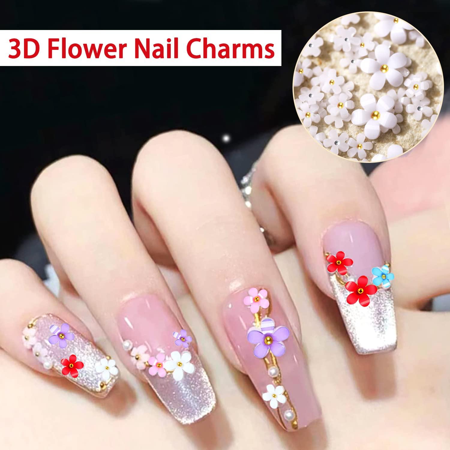 WNG 3D Flower Nail Charms for Acrylic Nail 6 Grids 3D Nail Flowers