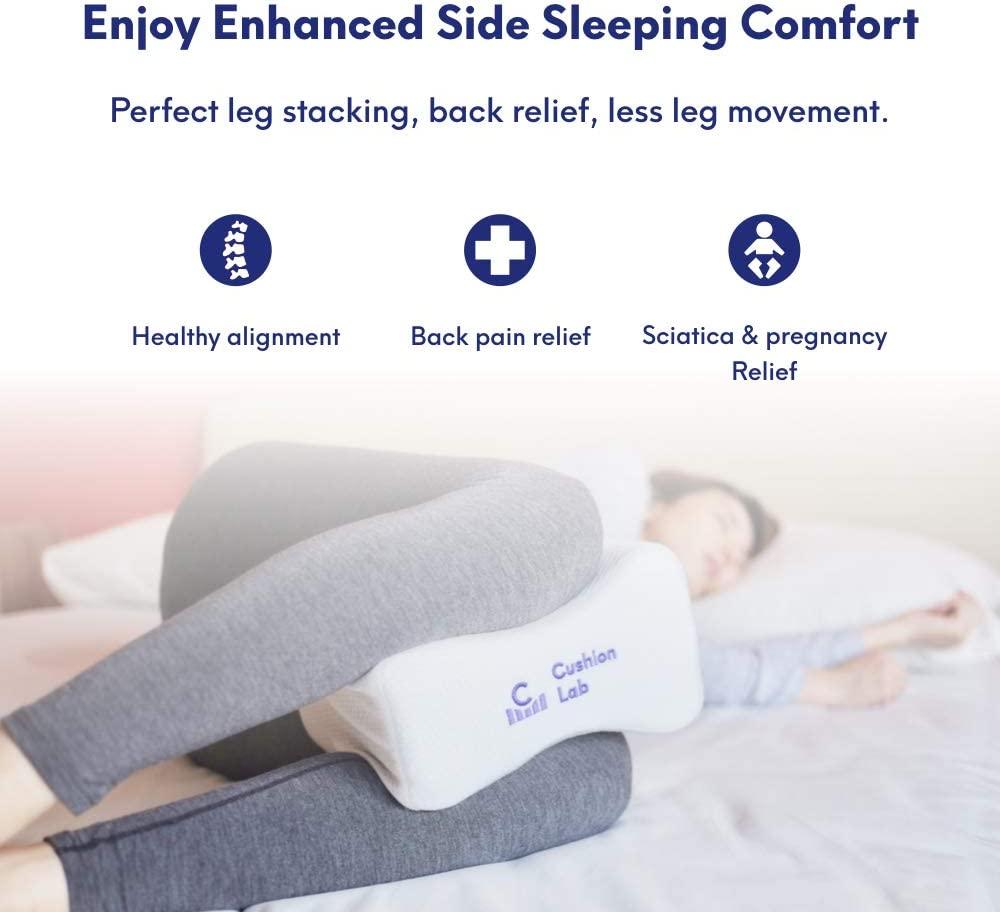 White Knee Leg Pillow Between Legs Memory Foam Sleeping Cushion Back Pain  Relief