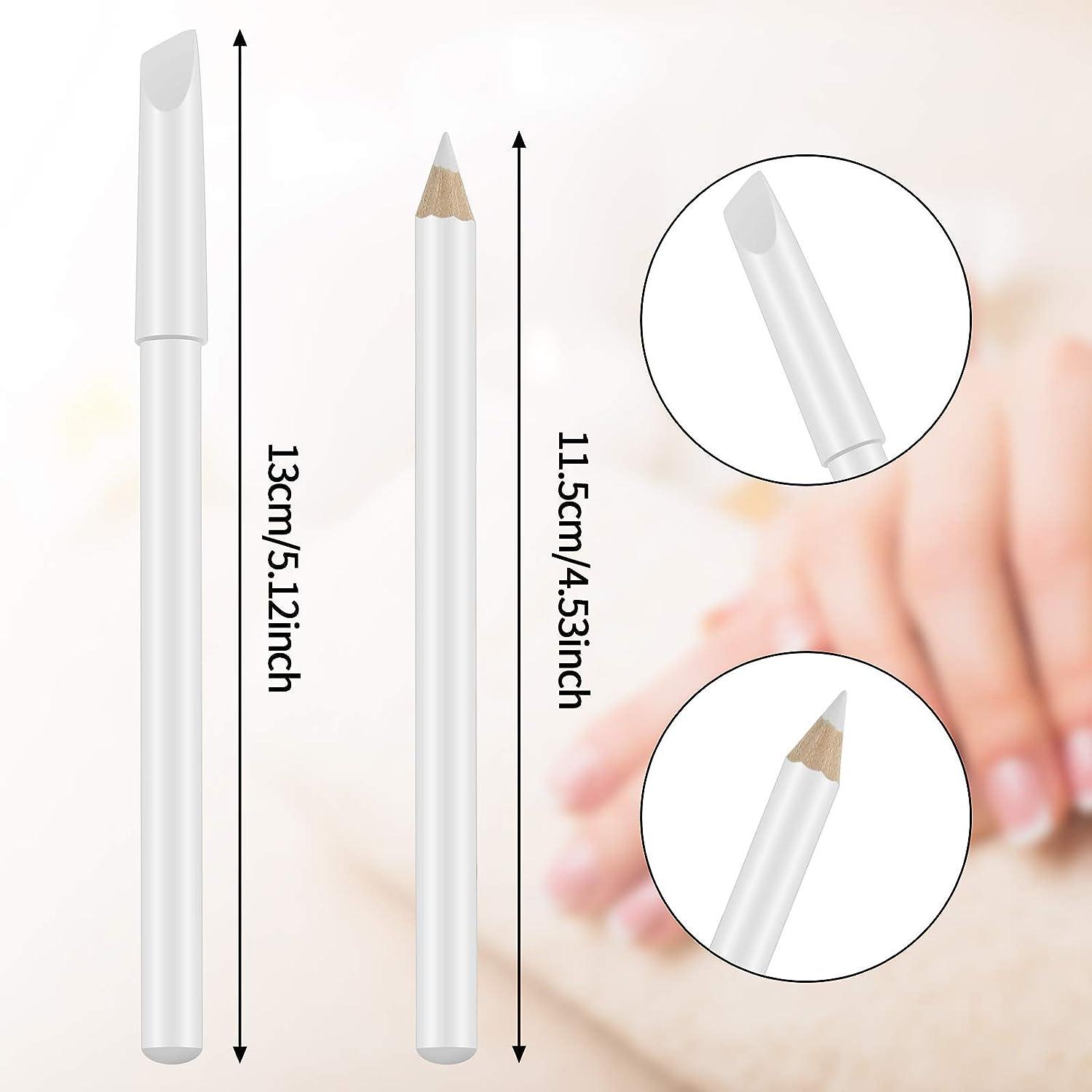 3 Pieces White Nail Pencil 2-in-1 Nail Whitening Pencils French Nail Design  Pencils with Cuticle Pusher for DIY Nail Design Manicure Supplies