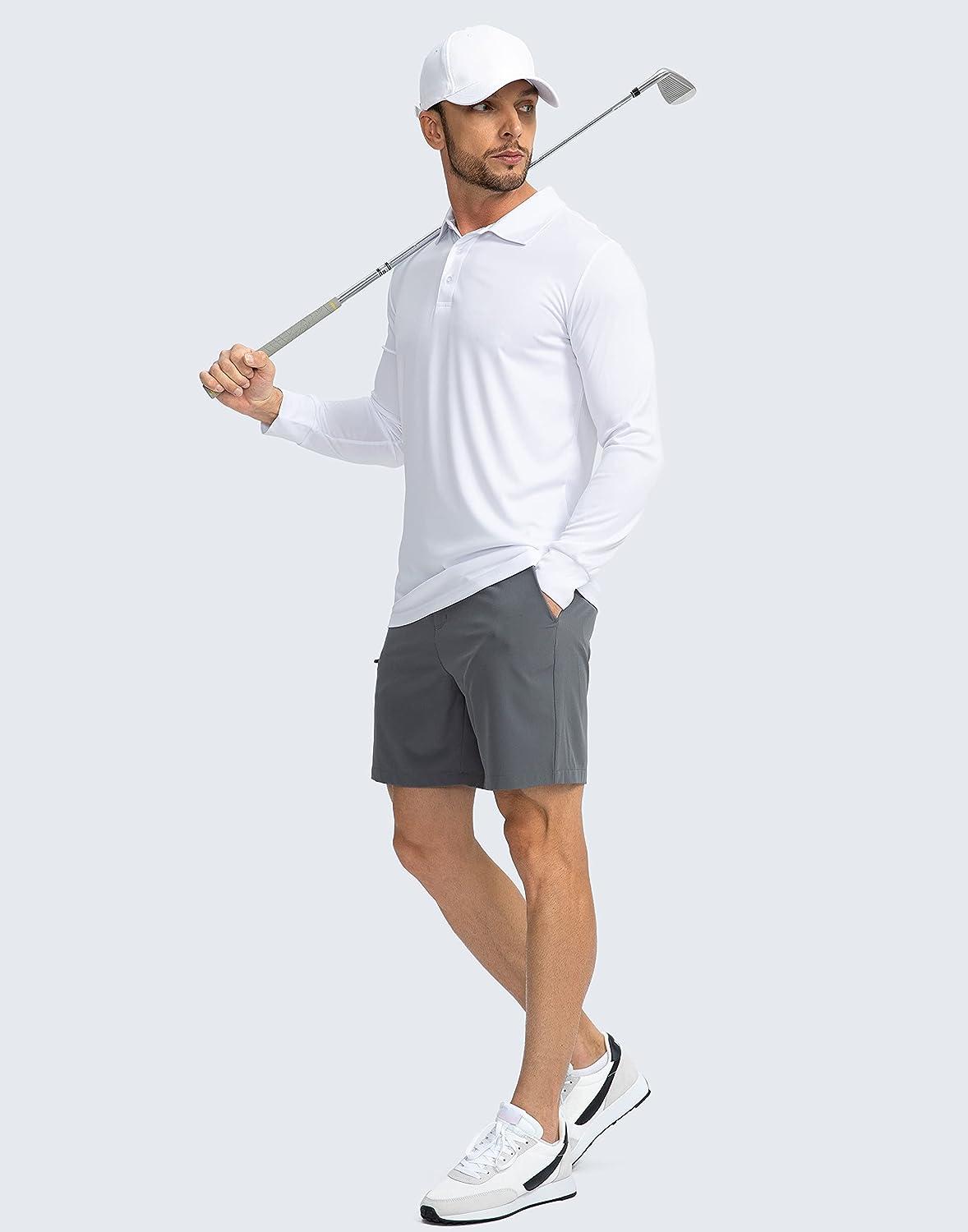  Mens Polo Shirt Long Sleeve Golf Shirts Lightweight