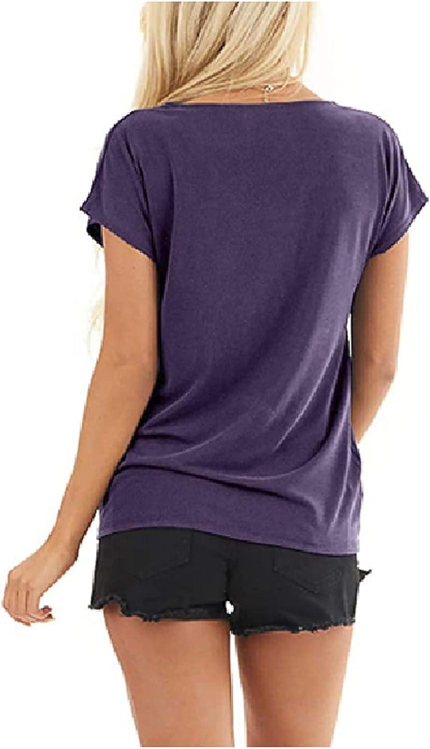 XFLWAM Womens Dressy Casual Tops Business Casual Short Puff Sleeve Work  Blouses Fashion 2023 Summer Hollow Out T Shirts Purple XL 