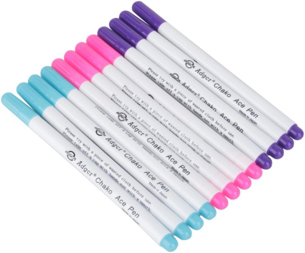 12 PACK Disappearing Ink Marking Pen, Air Water Erasable Pen/ Fabric  Marker/ Temporary Marking/ Auto-Vanishing Pen for Cloth (Purple)