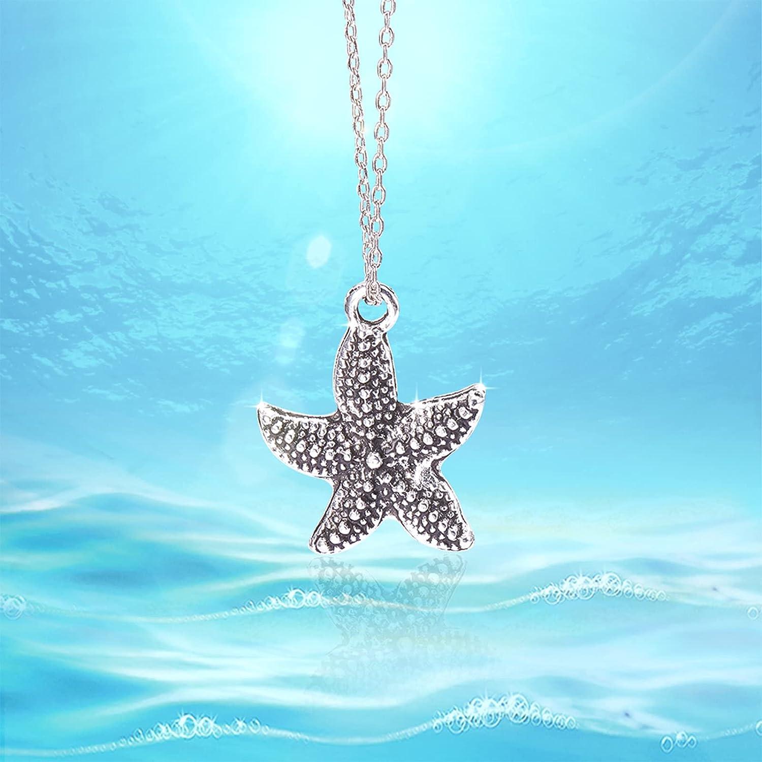 24pcs 6 Styles Shell/Starfish/Shrimp/Dolphin Pendants Golden Oceans Life Charm Stainless Steel Charms for DIY Necklace Jewelry Making 1-1.2mm Hole