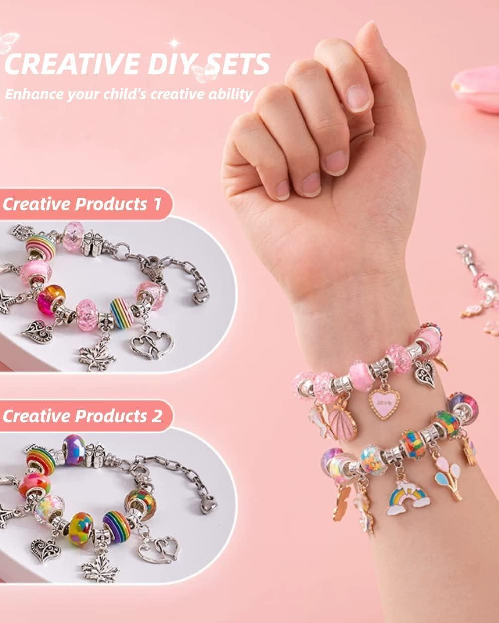 146 Pcs of DIY Charm Bracelet Making Kit, Wowhalolo Bangle jewelry making  kit, Unicorn Gift Box Set with Beads, Bracelets, Jewelry Tools Pliers,  Snake Chain Jewelry, Suitable for Girls Teens Age 6-18. :