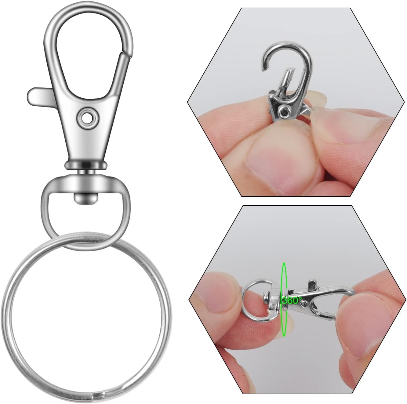 Swivel Snap Hooks with Key Ring Metal Swivel Lanyard Snap Chain Lobster  Clip