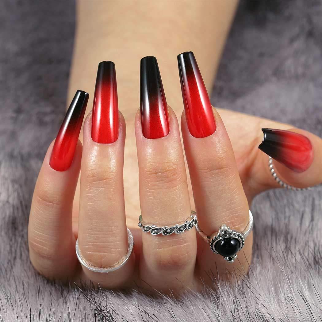 red and black nail tips