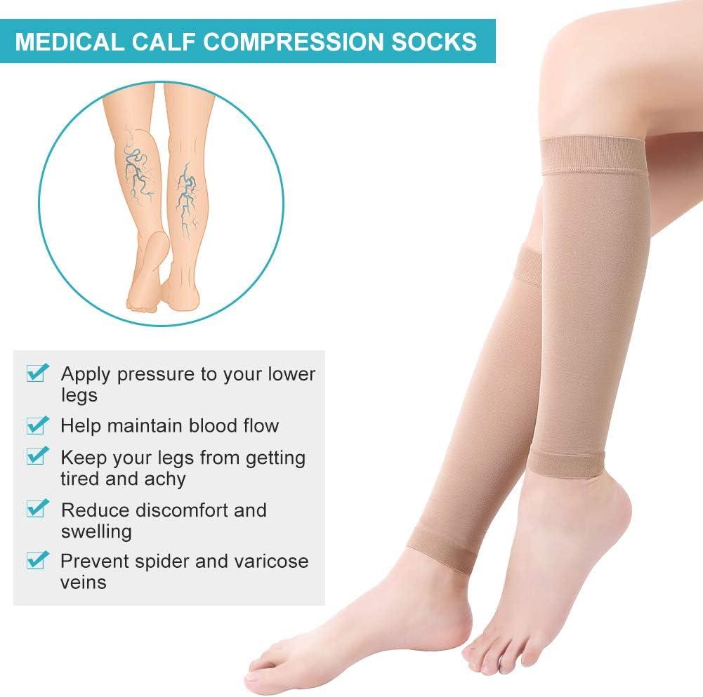Calf Compression Socks, Footless Compression Sock for Men and Women,  20-30mmHg Calf Compression Sleeve for Varicose Vein, Edema 