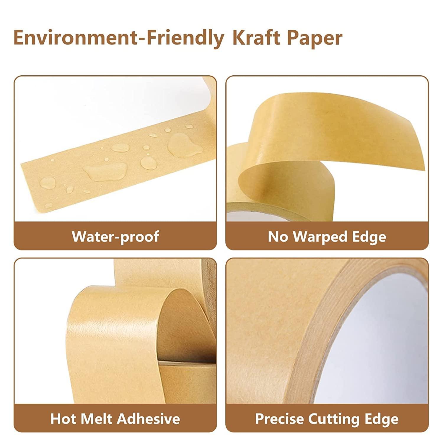 TooCust Kraft Paper Tape Self Adhesive 2 X55YD Brown Paper Tape  Biodegradable Brown Packing Tape Paper Packing Tape with Strong Adhesive  Waterproof Tape Not Writable 1 roll