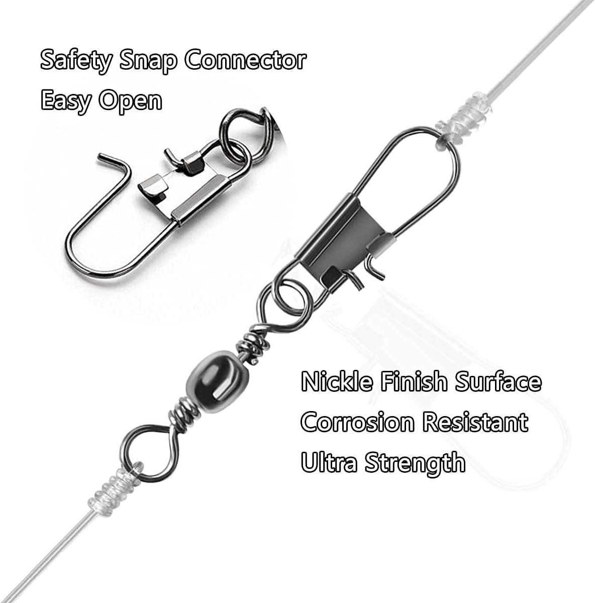 LOCK SNAP SWIVEL Rings Safety Snaps Fishing Connector Pack (72