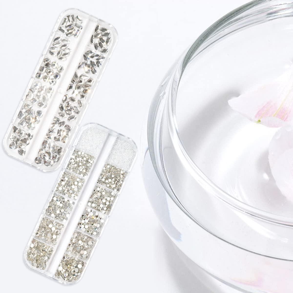 DIAO79NI Rhinestones 1440pcs SS20 Glass Nail Art Crystal Clear White  Flatback Gemstones for Crafts Nails Makeup Bags and Shoes Decoration（SS20,  Clear