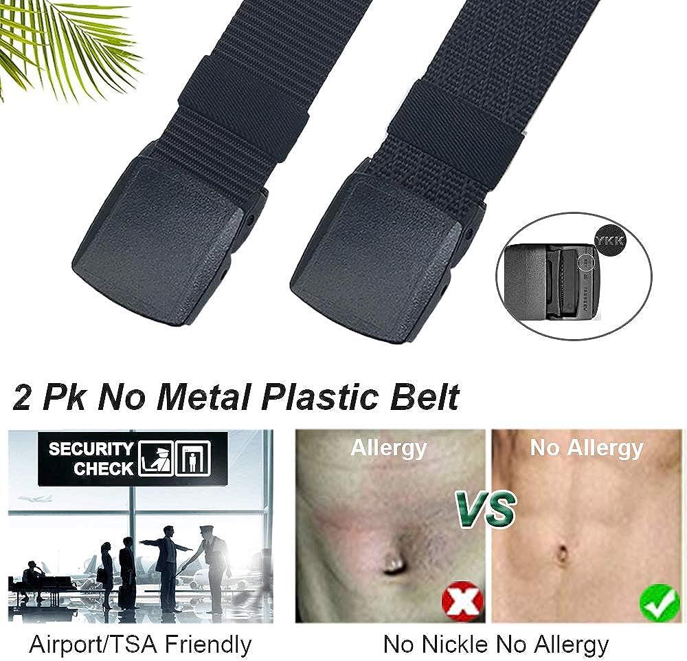 Nylon Webbing Belt PLASTIC Buckle METAL FREE Nickel Hypo-Allergenic Allergy  Safe