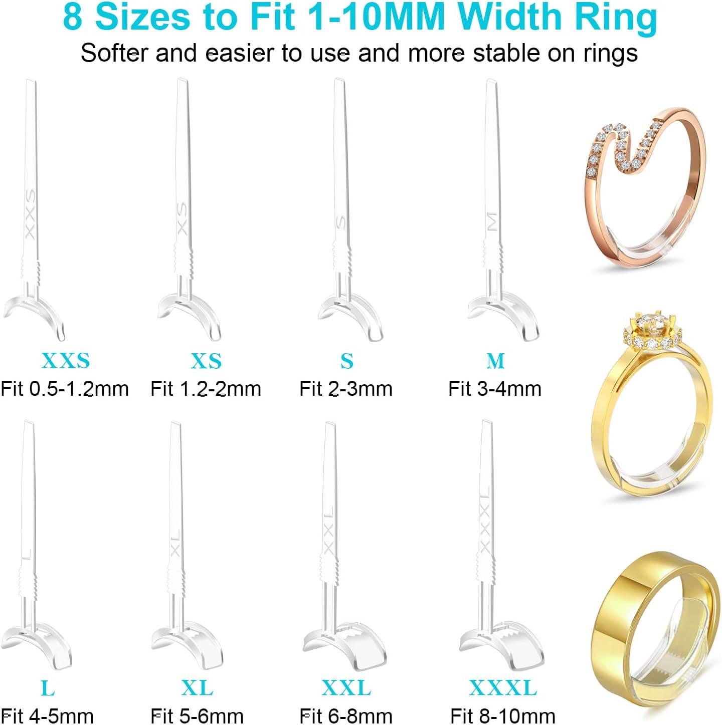 16 Pack Ring Size Adjuster for Loose Rings, 8 Size Silicone Resizer  Invisible Ring Spacer Fit for Women and Men's Different Band Widths