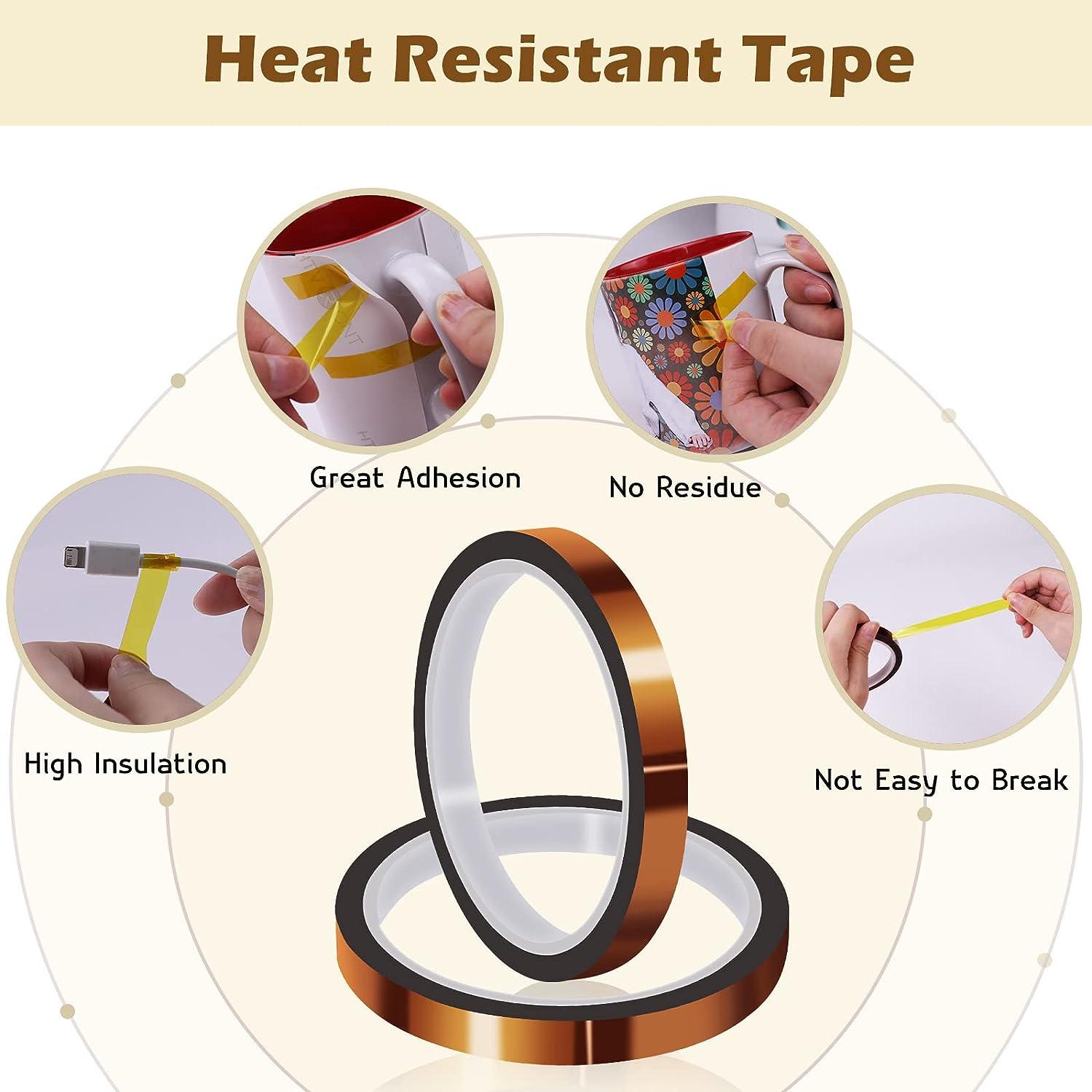 Heat Tape for Sublimation,Heat Resistant Tape for Heat Press,Heat Transfer  Tape,Sublimation Tape,High Temperature Thermal Tape,Heat Vinyl Press Tape,No  Residue 