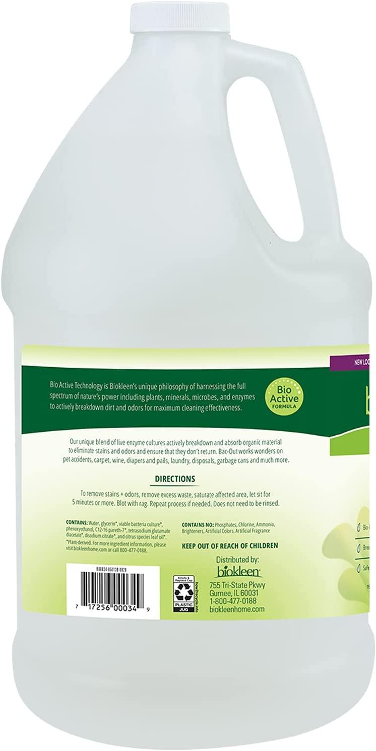 Biokleen Bac-Out Enzyme Stain & Odor Remover - 128 Ounces - Destroys Stains  & Odors Safely, for Pet Stains, Laundry, Diapers, Wine, Carpets, & More