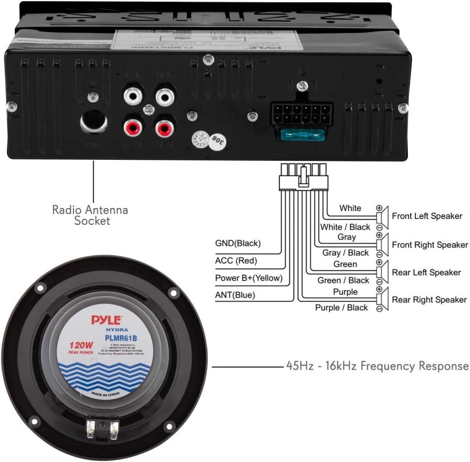 Pyle Marine Head Unit Receiver Speaker Kit - In-Dash LCD Digital
