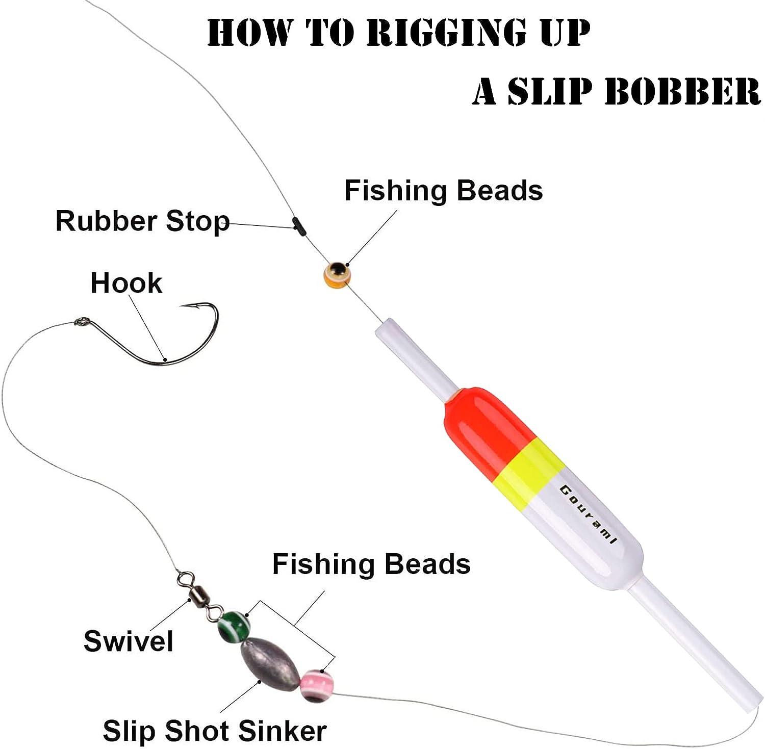 Gourami Slip Bobbers Kit,Slide Float with Bobber Stops,Balsa Wood Floats  for Crappie Panfish Walleyes B.slip bobber-8pcs