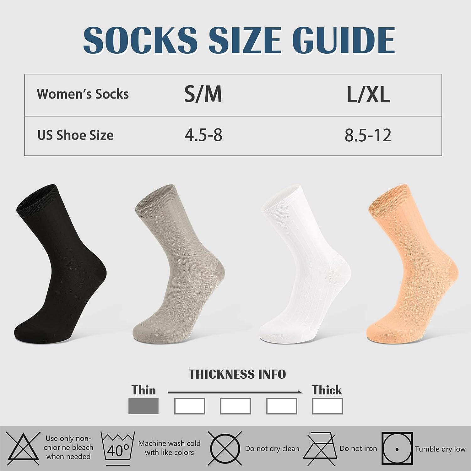 Womens Thin Cotton Socks Mid Calf 5 Pairs, Summer Socks Women Socks Casual  Socks