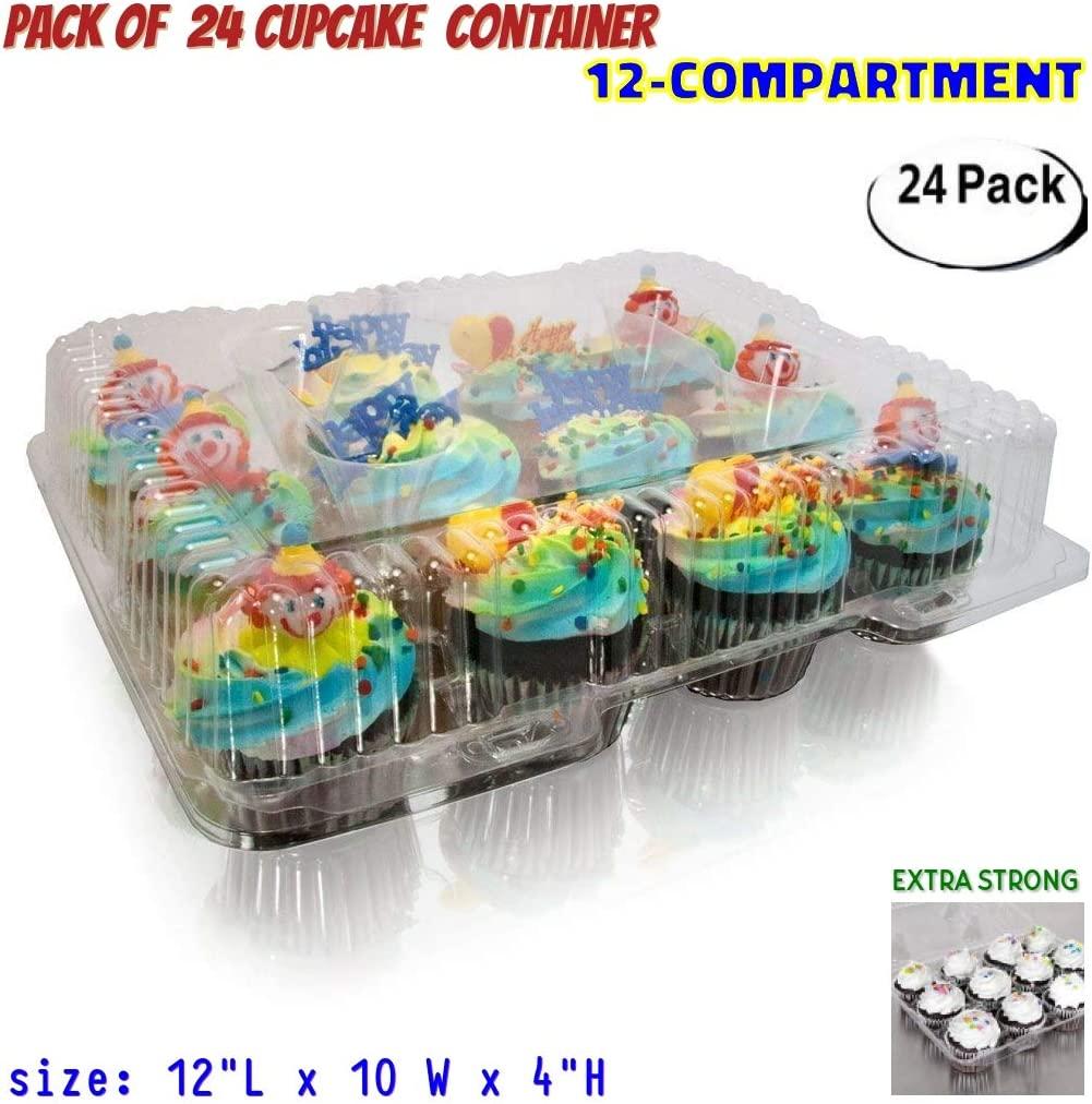 Pack x 25 6 Cup Cake / Muffin Container with hinged lid