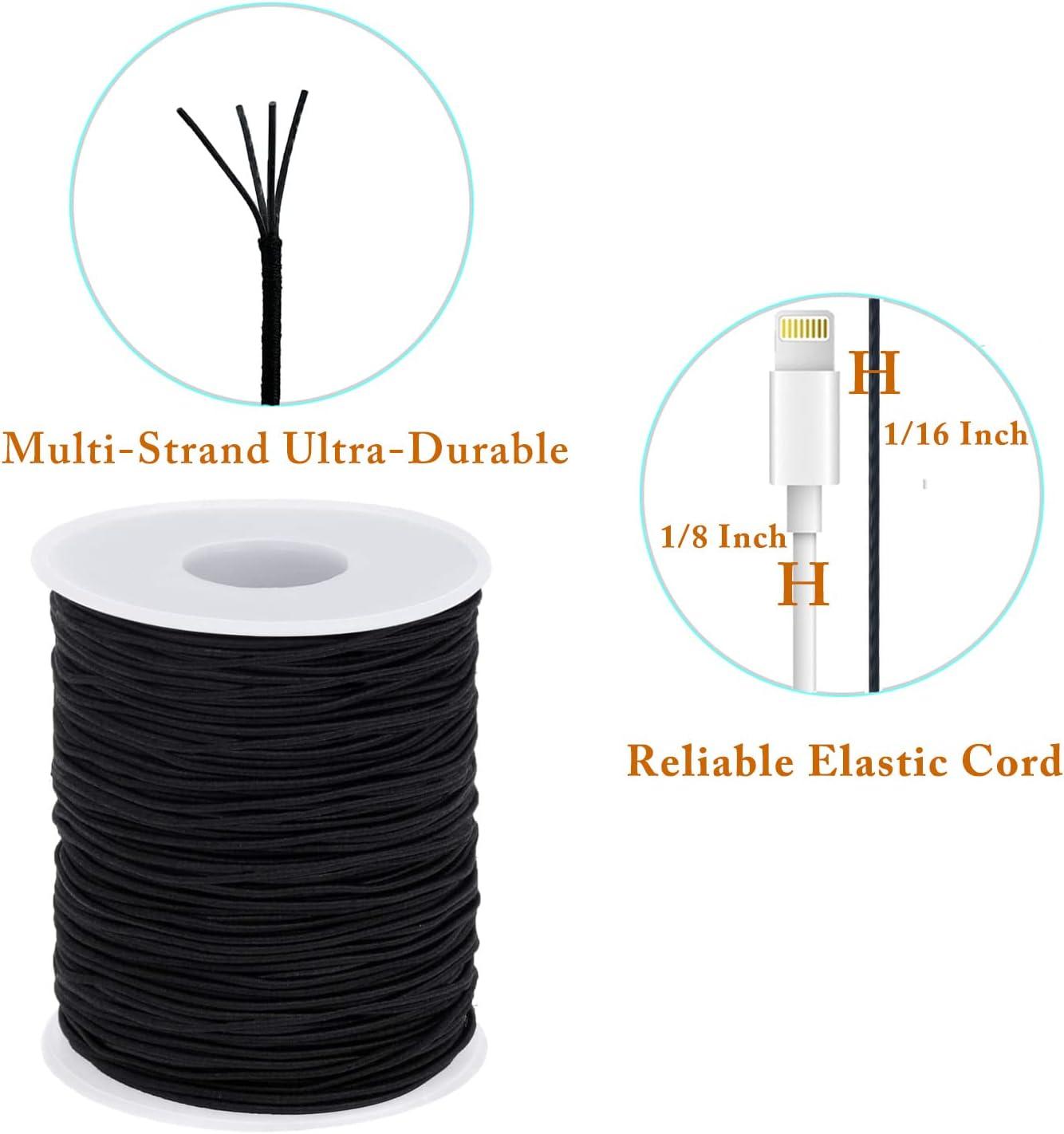 Black - 1/16 inch Elastic Cord