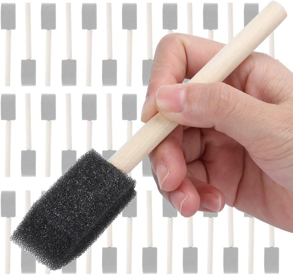 Foam Paint Brushes 4 Pcs Sponge Brushes Sponge Paint Brush with Wooden  Handle Foam Brushes for Painting Foam Brushes for Staining Paint Sponges  Foam Sponge Brush 