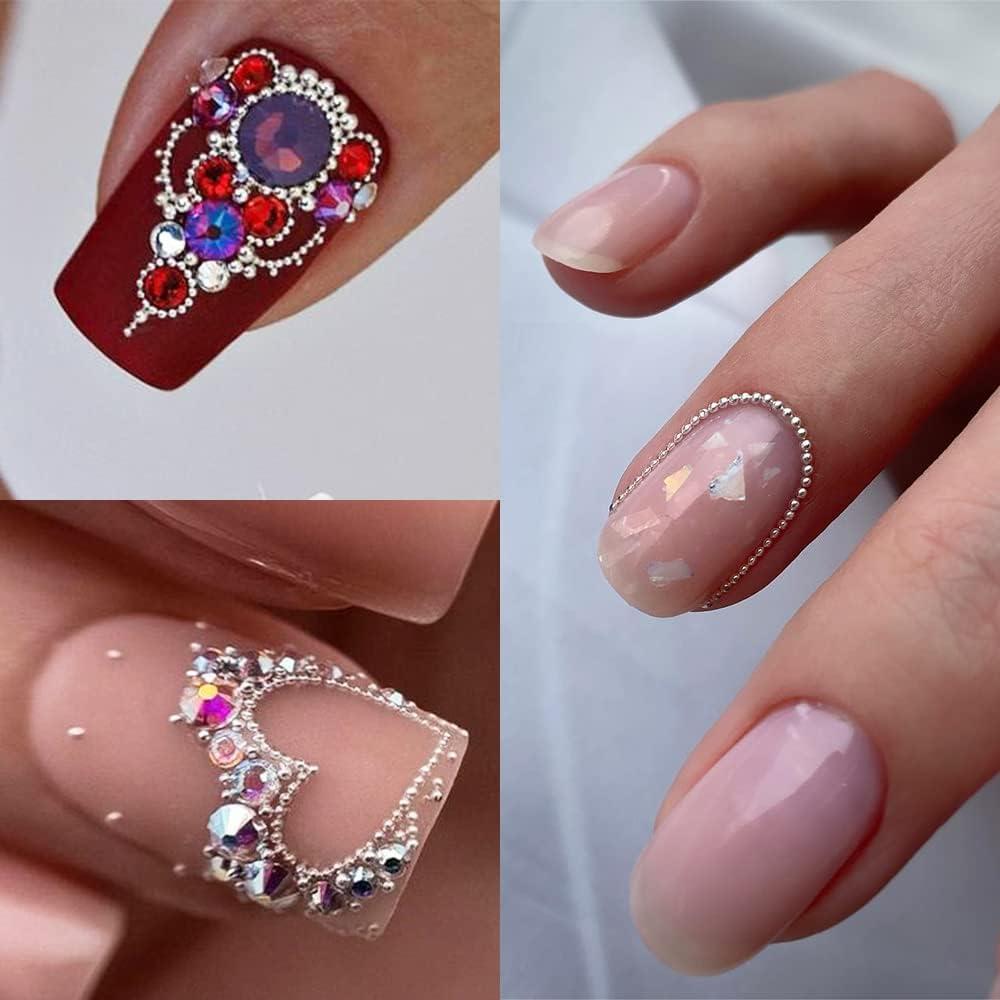 3D Nails Art Metal Charms Gold Nail Micro Caviar Beads Nail Studs for Women  Rivet Nail Art Jewels Decoration Pixie Crystal for Nails Rhinestones Kit  Professional Manicure Supplies