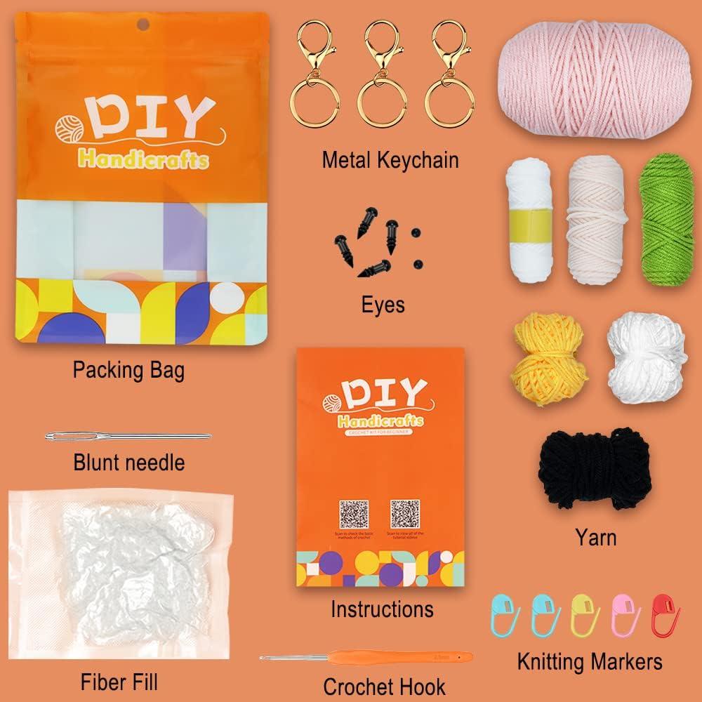 MGahyi 3 Set Crochet Kit, DIY Crochet Kit for Beginners, Crochet Starter Kit  for Adults and Kids,Complete Crochet Set to Make 3 PCS  Animals(Jellyfish+Hamster+Frog) Jellyfish&Hamster&Frog