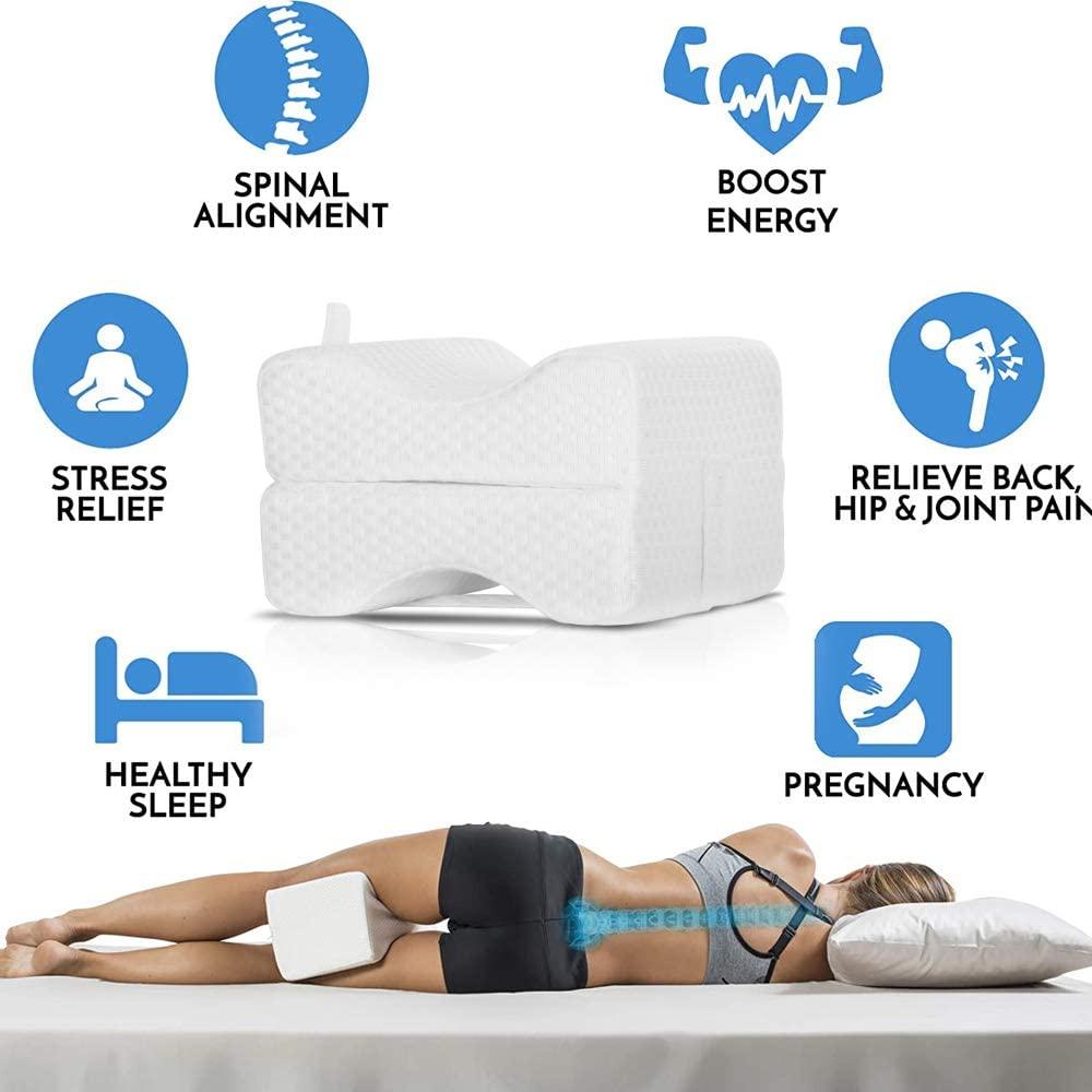 ComfiCasa Memory Foam Knee Pillow for Sleeping– Orthopedic Knee Support  Pillow for Hip Pain, Chronic Back Pain, Sciatica Relief & Scoliosis – Knee