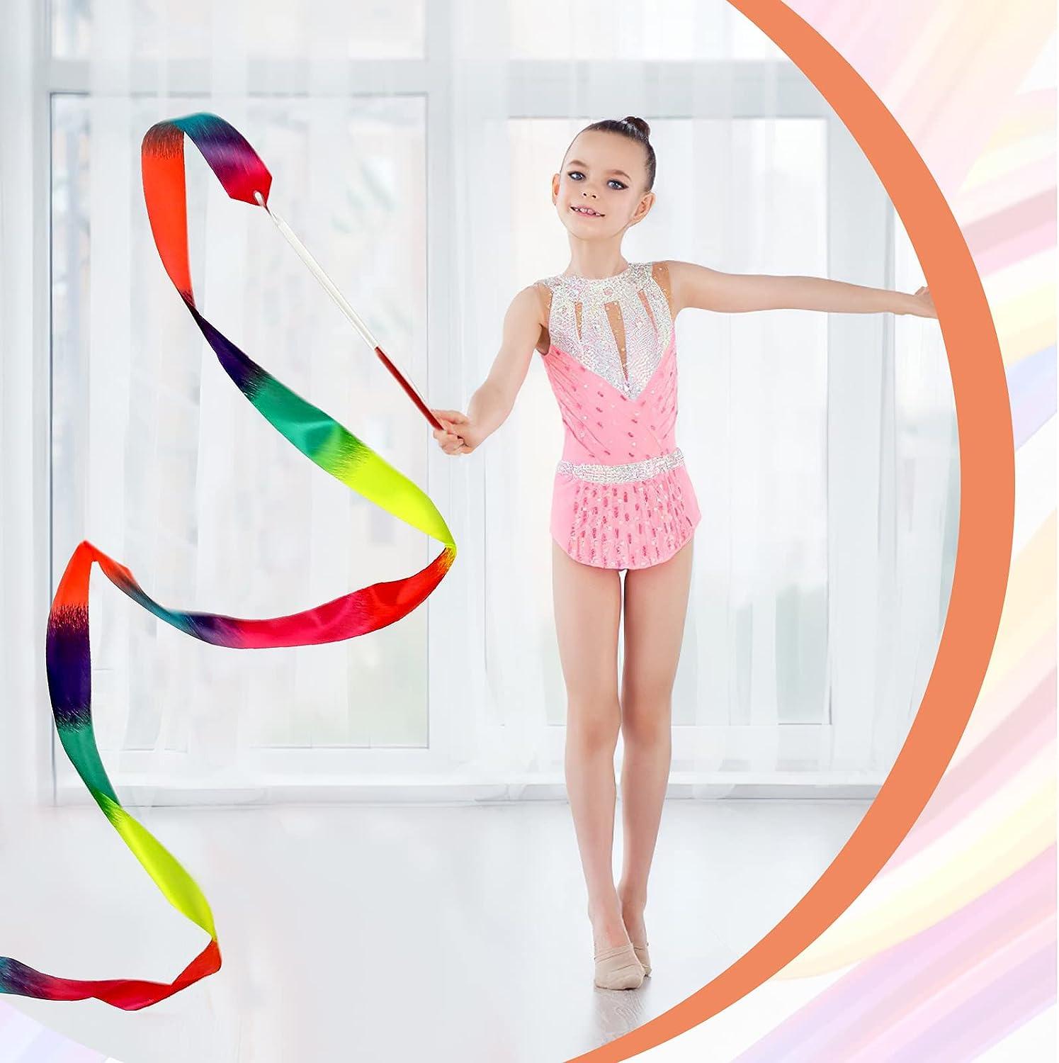 Lusofie 4Pcs Rhythmic Gymnastics Dance Ribbon Sparkling Dance