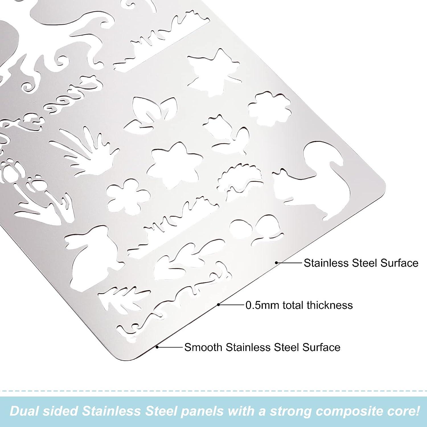 BENECREAT 4Pcs 4 Styles Steel Metal Stencil Template 