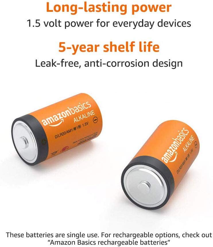 Basics 12-Pack D Cell Alkaline All-Purpose Batteries, 1.5 Volt,  5-Year Shelf Life