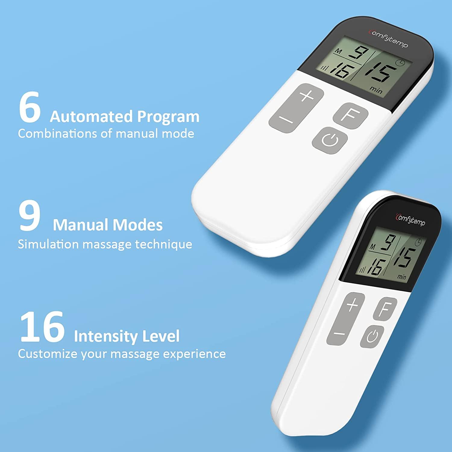 Comfytemp TENS Unit Muscle Stimulator for Pain Relief Therapy, TENS Machine  with 24 Modes and DIY, Dual Channel EMS Unit, Pulse Muscle Massager for