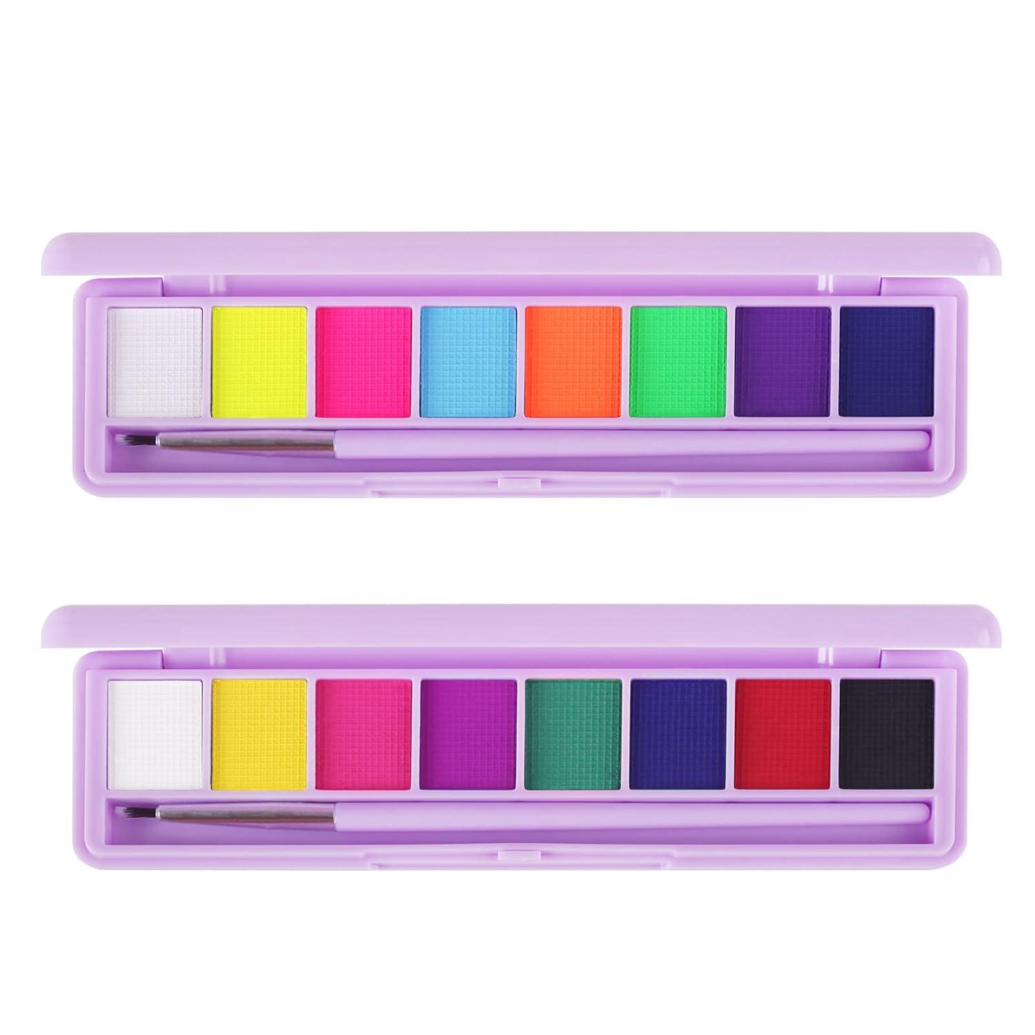 Water Activated Eyeliner Palette Neon Face Paint Colored Retro