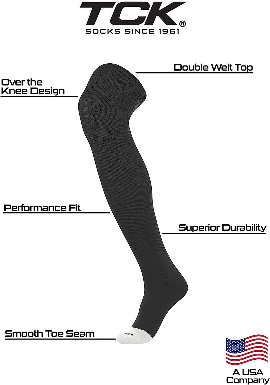 TCK Baseball Socks Prosport Over the Knee Football Socks Extra Long Black  Medium