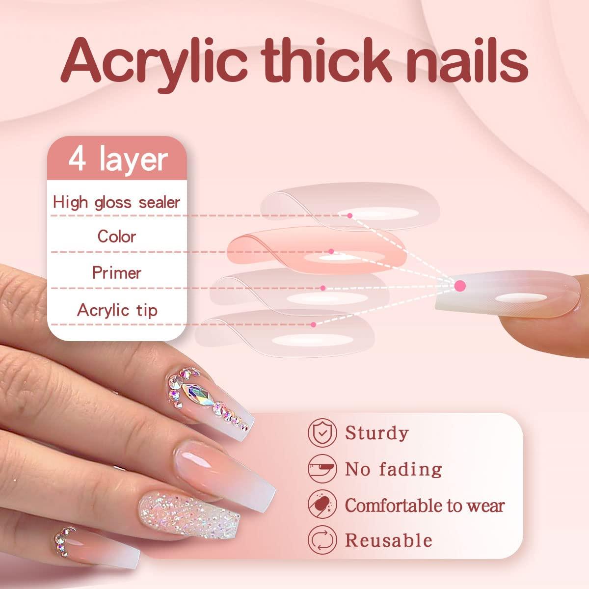 Pink French Tip Nails, Luxury Press On Nails, Stars and Gems Nails, Spring  Nails