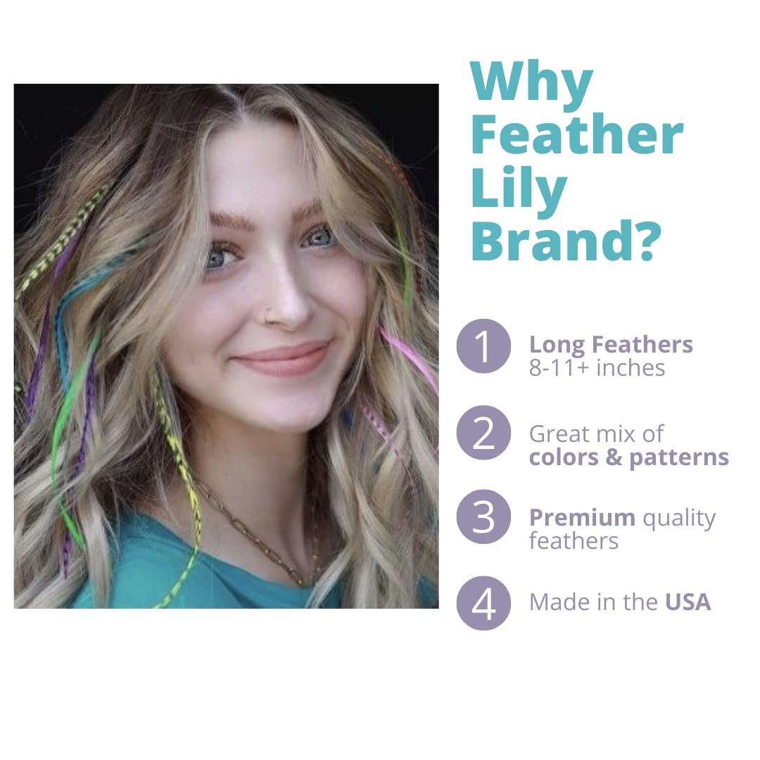 Feather Hair Extensions, 100% Real Rooster Feathers, Long Natural Colors